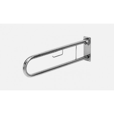 Apoio articulado sanitário com suporte rolo de papel inox