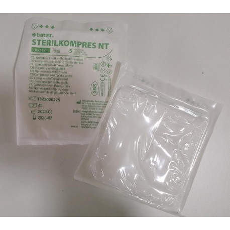 Compressa Tecido Não Tecido (TNT) Estéril 10x10 cm (Embalagem 5 Unidades) Batist Medical